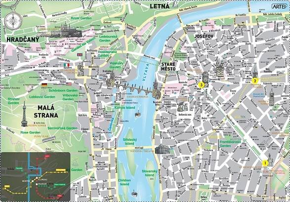 Prague 1 map - Praha 1 map (Bohemia - Czechia)