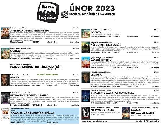 Program Kina Hejnice na měsíc únor 2023