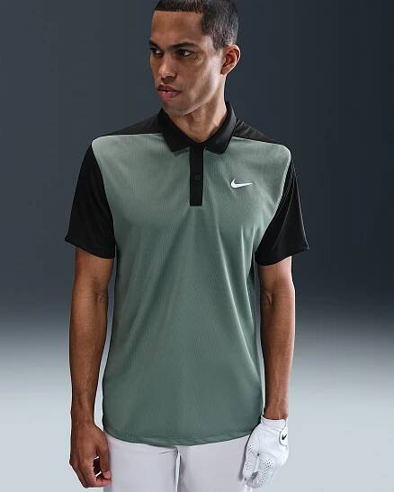 Pánská golfová polokošile Nike Victory+ Dri-FIT - Clay Green/Night Forest/Bílá