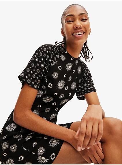 Desigual Černé dámské vzorované šaty Desigual Nueva York