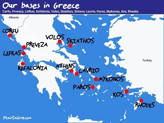Our Yacht Charter base in Greece - Corfu, Lefkas, Preveza, Athens, Kos, Rhodes, Lavrio, Skiathos, Volos and Kefalonia.