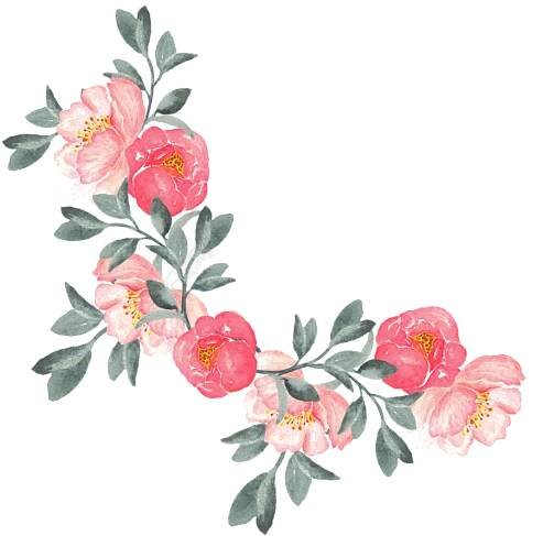 Watercolor flowers are angular