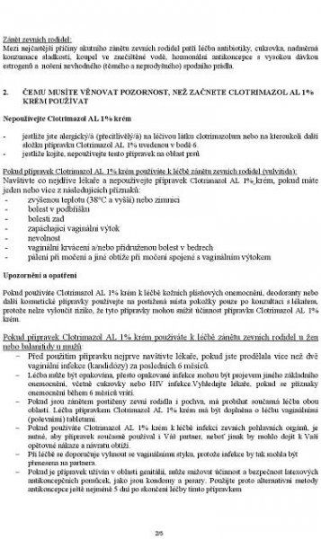 Příbalový leták Clotrimazol AL 1 % 0,01 g/g - Zbozi.cz