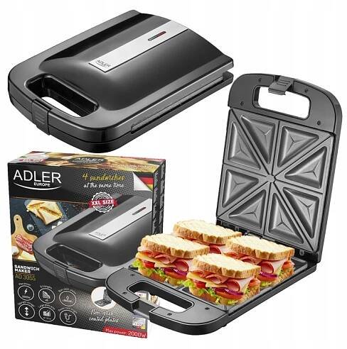 Sendvičovač Adler AD 3055 černý 2000 W