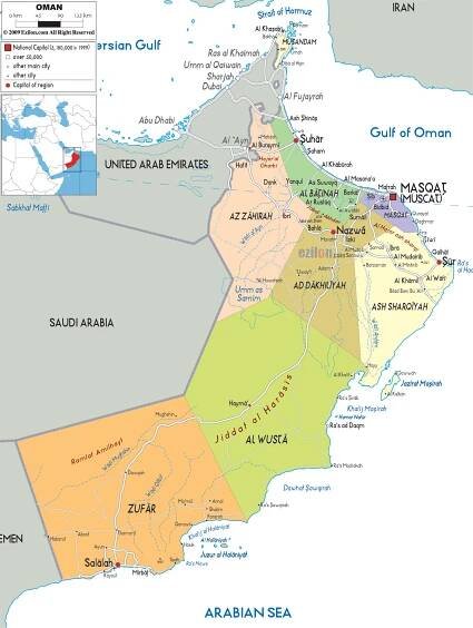 political map of oman