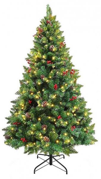Umělý vánoční stromek se 180 LED, teplá bílá, 150 cm