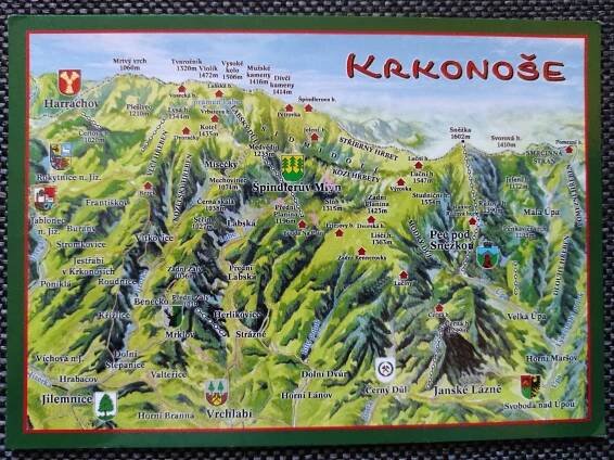 KRKONOŠE, MAPA, HARRACHOV, VRCHLABÍ, JANSKÉ LÁZNĚ, ŠPINDLERŮV MLÝN | Aukro