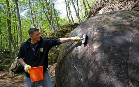 Mysterious giant sphere unearthed in forest divides opinion