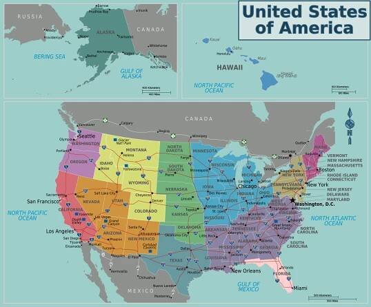 Administrativní mapa USA
