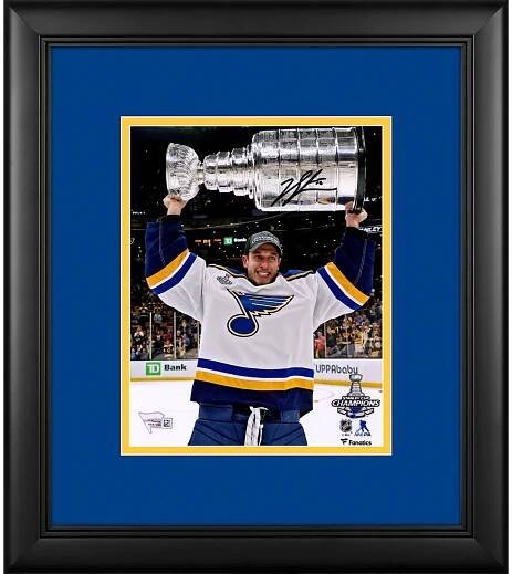 Autographed St. Louis Blues Jordan Binnington Fanatics Authentic Framed 8" x 10" 2019 Stanley Cup Champions Raising Cup Photograph