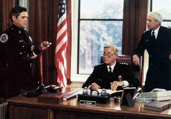 Editorial use only. No book cover usage. Mandatory Credit: Photo by Moviestore/Shutterstock (1612534a) Police Academy, G W Bailey, George Gaynes, George R Robertson Film and Television