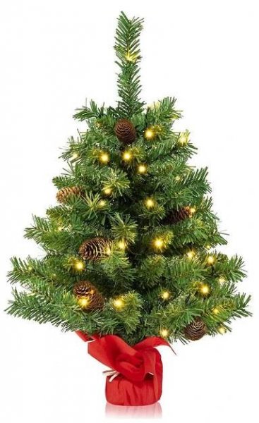 Umělý vánoční stromek CM23993, mini, s šiškami, 50 LED světel - A - Dům a zahrada