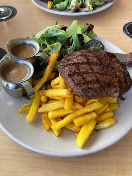 steak and salad
