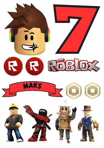 Vaflový OPLATEK NA DORT NAROZENINY ROBLOX + DÁREK JMÉNO VĚK TEXT A4