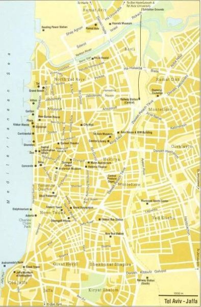 Map of Tel Aviv walking: walking tours and walk routes of Tel Aviv