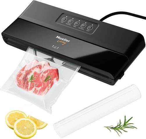 MuellerLiving Vacuum Sealer Machine - Compact Vacuum Sealer Kit with Bags/Roll - Black - Walmart.com