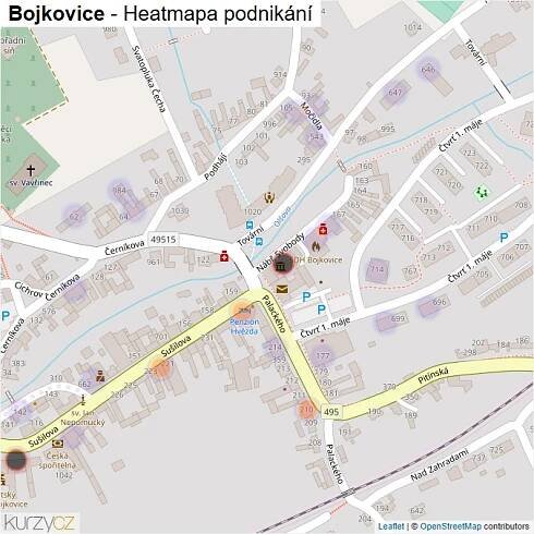 Mapa Bojkovice - Firmy v obci.