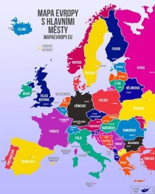 Mapa Evropy s hlavními městy