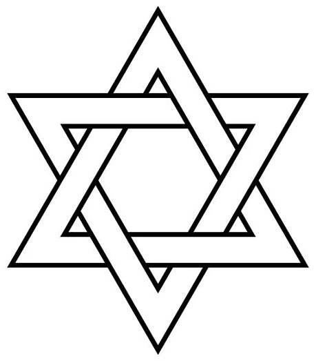 davidova hvězda - symbol ve tvaru židovské hvězdy, černobílá vektorová ilustrace hexagramu - hexagram stock ilustrace