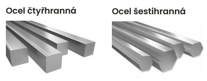 nerezová ocel - čtyřhranná, šestihranná