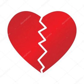 Stáhnout - Velké červené srdce zlomené postříkaná na bílém pozadí — Ilustrace
