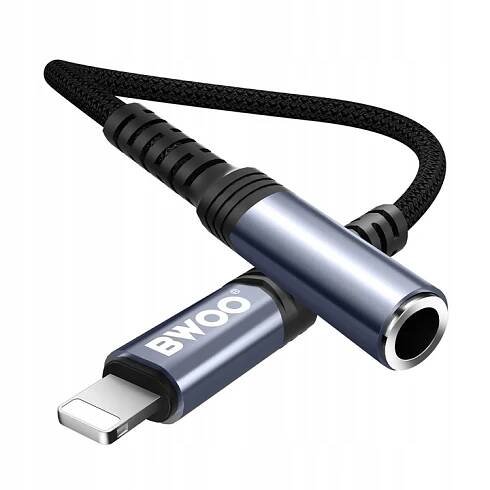 Audio redukce BWOO BZ48 audio adaptér / redukce Apple Lightning / 3,5mm jack / 10cm / černá