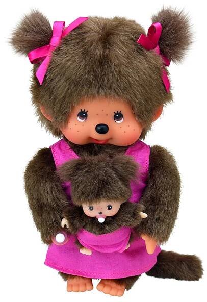 MONCHHICHI Mončiči máma s miminkem růžová 20 cm