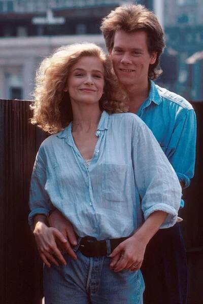 Kevin Bacon with Kyra Sedgwick on photo shoot in New York. August 1988 