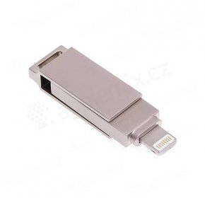 Flash disk 32 GB 2v1 pro Apple iPhone a další zařízení - Lightning / Micro USB / USB-A - kovový - stříbrný