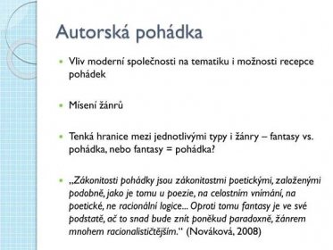 PPT - Autorská pohádka v české literatuře PowerPoint Presentation - ID:2239551