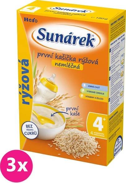 Hero sunárek První kašička rýžová 3x180 g