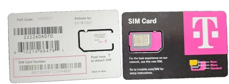 VELKOOBCHODNÍ SADA 100 T-MOBILE Triple Cut SIM karta R15 "3 v 1" • 4G 5G LTE 2027