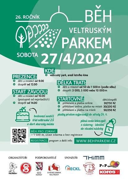 Běh veltruským parkem | 27.04. 2024 (aktualita z 25. 04 2024) - Kralupy nad Vltavou, město a městský úřad - oficiální stránky