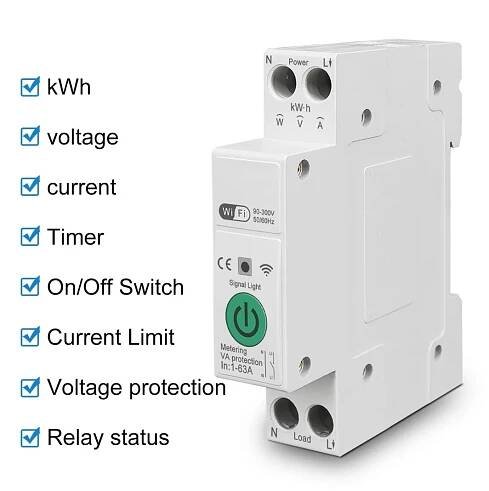 IMMAX NEO Smart elektronický jistič jednofázový 1-63 A, měření spotřeby, WiFi