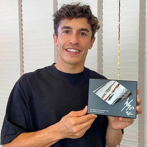 Replica FIM MotoGPTM World Championship Trophy Plaque – Marc Marquez 2013 - Signed
