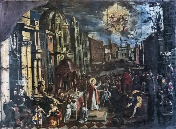 Soubor:Chapel of Pius V Santi Giovanni e Paolo (Venice) - Joseph Heintz der Jüngere - St Anthony of Padua The Miracle of the Mule.jpg