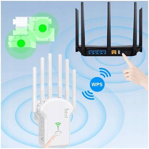 5G 1200Mbps bezdrátový WiFi opakovač WiFi opakovač signálu 2,4G 5,8G dvoupásmový Wi-Fi Extender 6 Anténní síťový zesilovač WPS Router 2024 Novinka