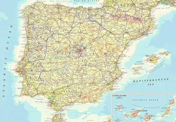 Španělsko: Mapa🗺️ – regiony, pobřeží • podrobná mapa Španělska