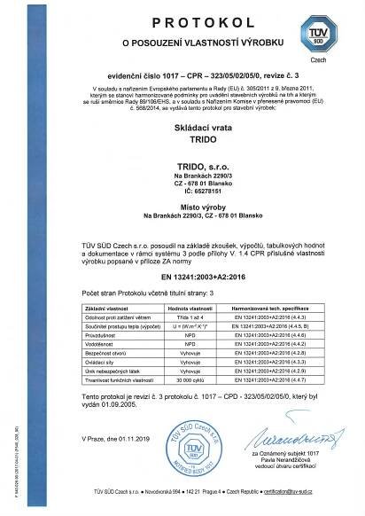Certifikáty ISO 9001:2016 a RC2 | TRIDO