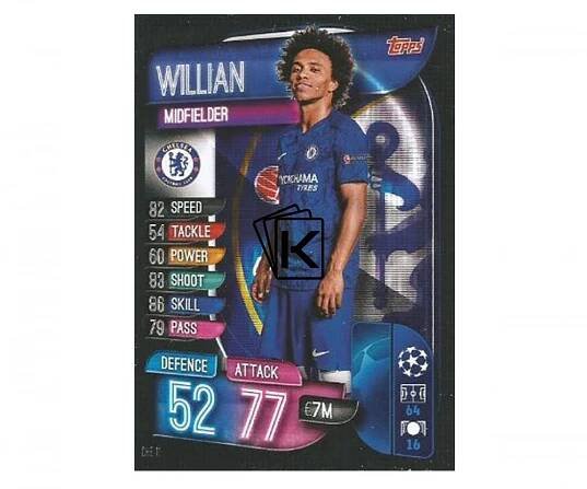 Fotbalová kartička 2019-2020 Topps Champions League Match Attax - Chelsea FC - Willian 11