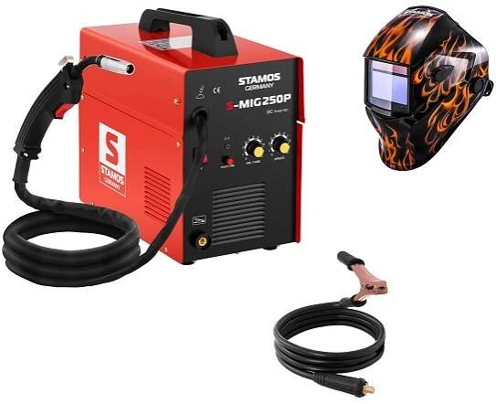 Svařovací set MIG/MAG svářečka - 250 A - 230 V - přenosná + Svářecí helma - Firestarter 500 - ADVANCED SERIES