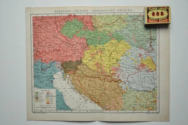 RAKOUSKO-UHERSKO - NÁRODNOSTNÍ MAPA - 1910