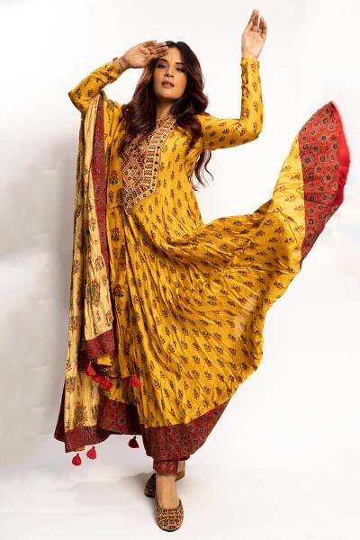 Mustard Mughal Kurta