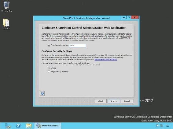 Specify a port number and start the configuration.