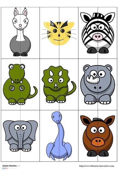 an image of different animals on the grid