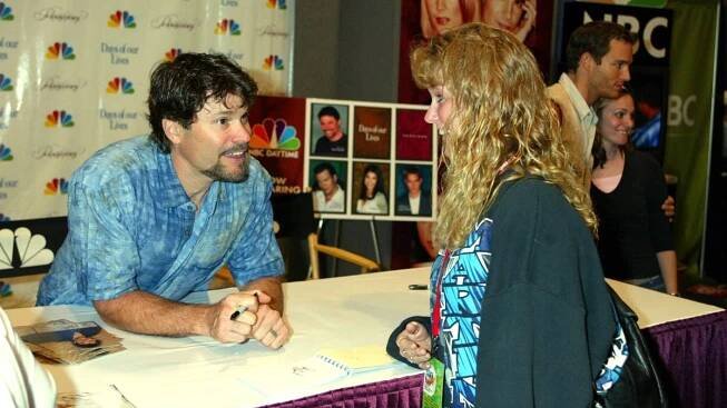 soap star Peter Reckell with days fan in 2003