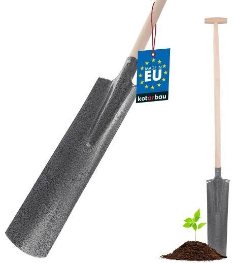 KOTARBAU® Drenážní rýč 143 x 12 cm pro ledové kry o průměru 36 mm Dlouhá ocelová čepel, úzká pro přesazování S DŘEVĚNÝM BODEM