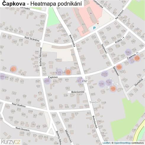 Mapa Čapkova - Firmy v ulici.