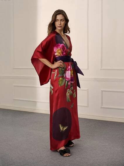 Maria Rosa Long Silk Kimono