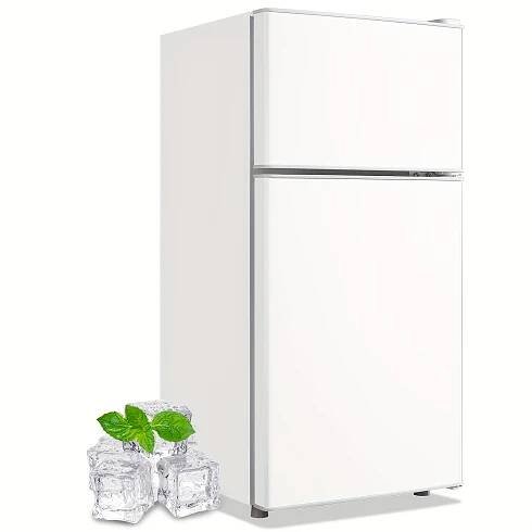 * 2.6 Cu.Ft Mini Refrigerator With Freezer Double Door Personal Small Fridge For One Person Removable Plastic Shelves Ideal For Home, Apartment
